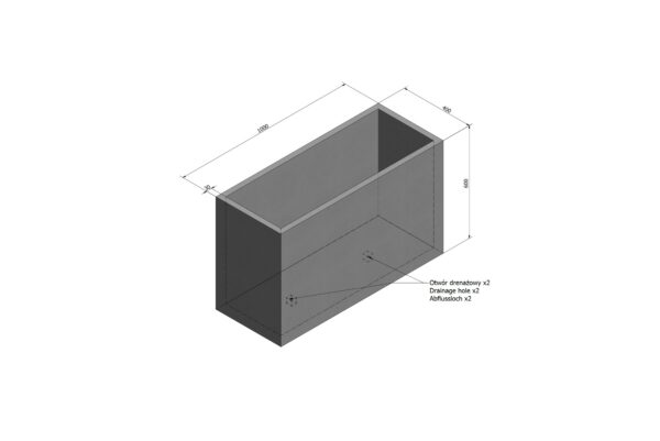wymiary donicy betonowej 100x40x60cm