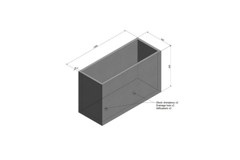 wymiary donicy betonowej 100x40x60cm