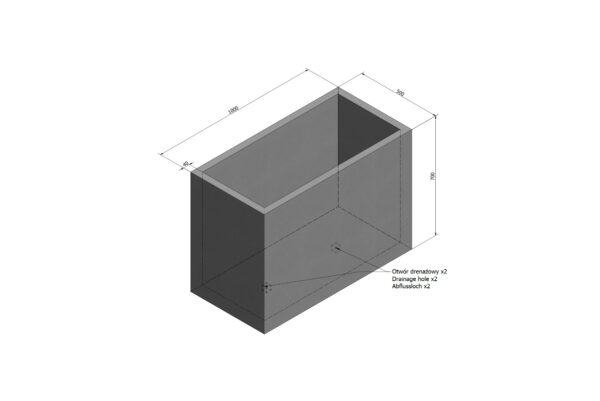 wymiary donicy betonowej 100x50x70cm