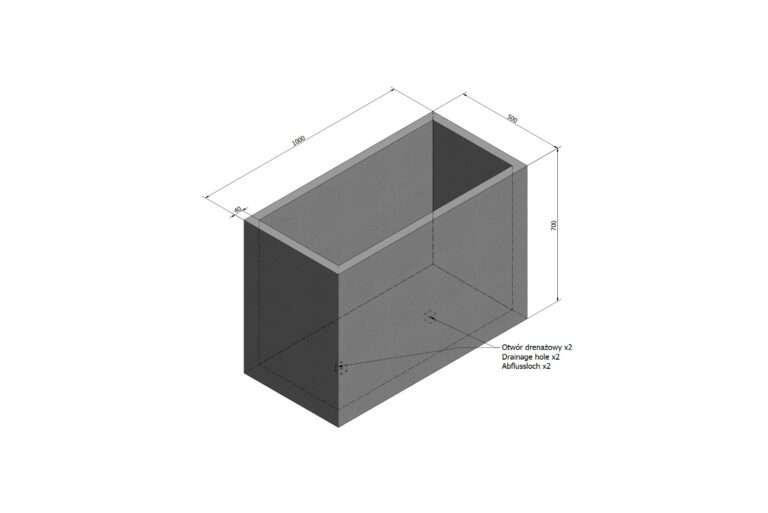 wymiary donicy betonowej 100x50x70cm