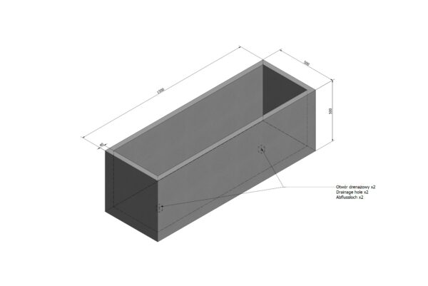 wymiary donicy betonowej 150x50x50cm