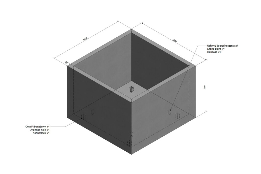 wymiary donicy grande 100x100x70cm